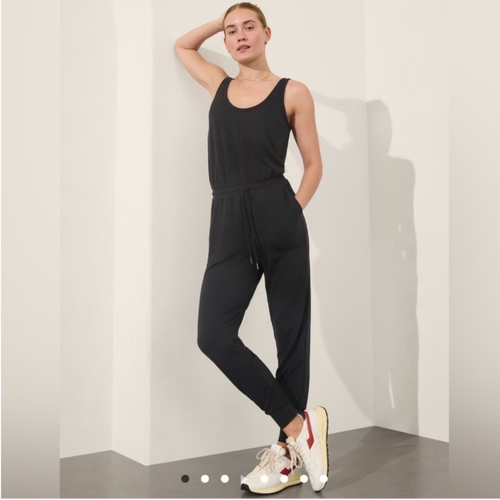 Athleta Balance Jumpsuit Black Sz Xs Petite Coquette Casual Coastal Cowgirl
